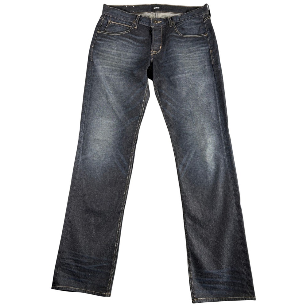 Hudson Jeans Women 34 Dark Blue Washed Straight Premium Stretch‎ Denim